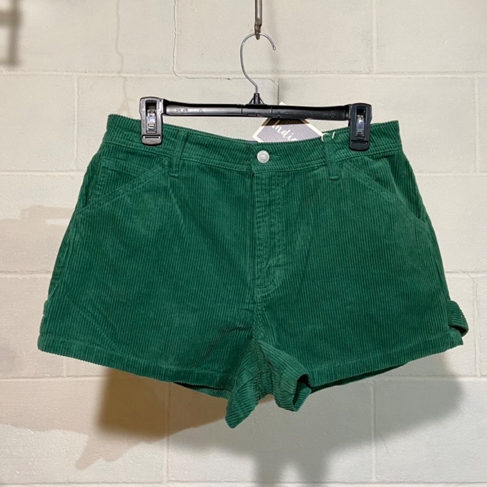 Green Corduroy Cargo Shorts - Women